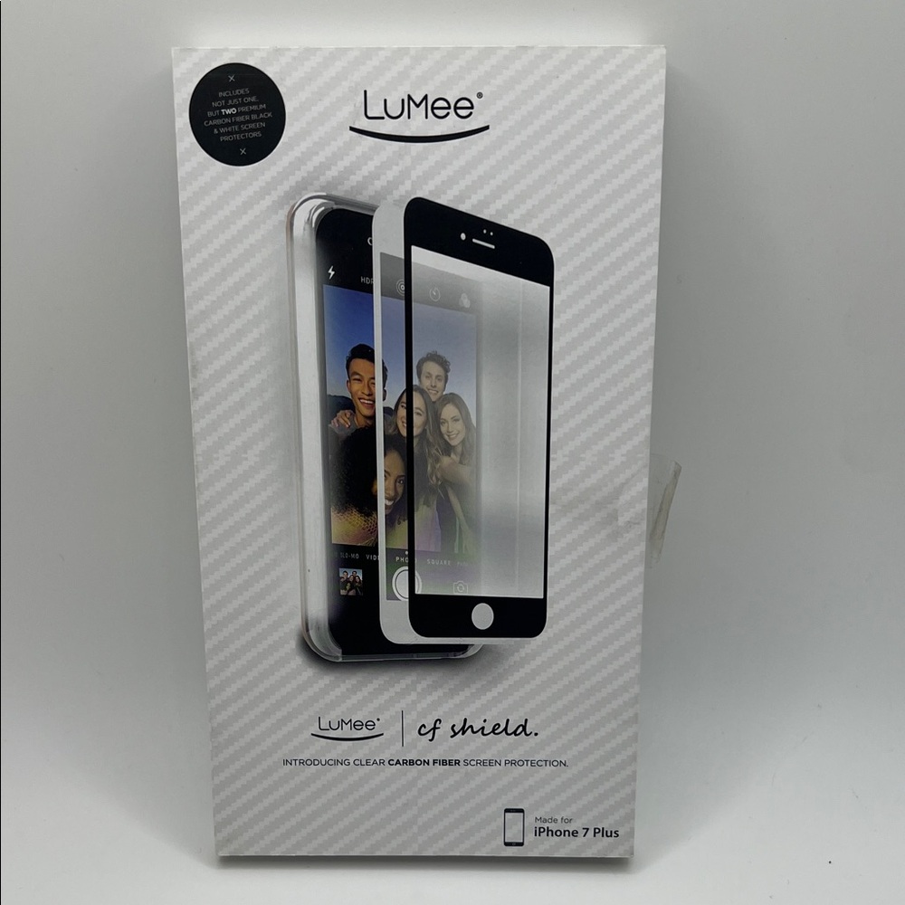 LuMee CF Shield Screen Protector for iPhone 7 Plus - Black Trim, Clear